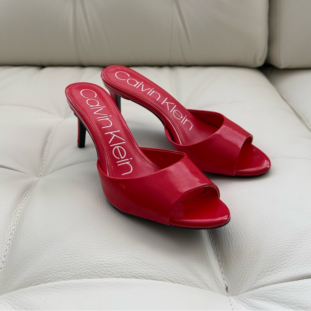Calvin Klein Bold Red Heeled Mules